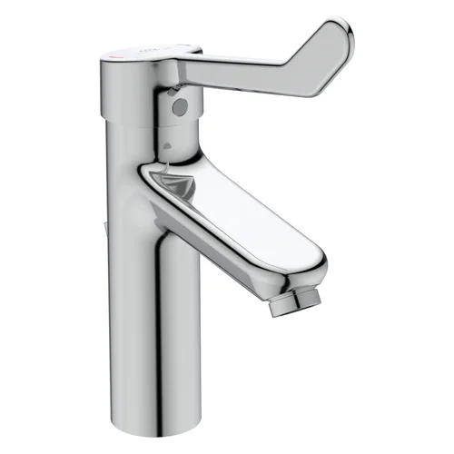 Ideal Standard Waschtischarmatur Ceraplus Grande mit Klinikhebel mit Ablaufgarnitur Ausladung 123mm Chrom, Chrom