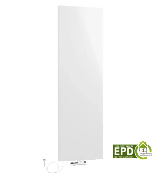 Weißer Kermi Bad- und Wohnheizkörper Pateo flair (1870x670x102 mm), Wärmeleistung 718 Watt.