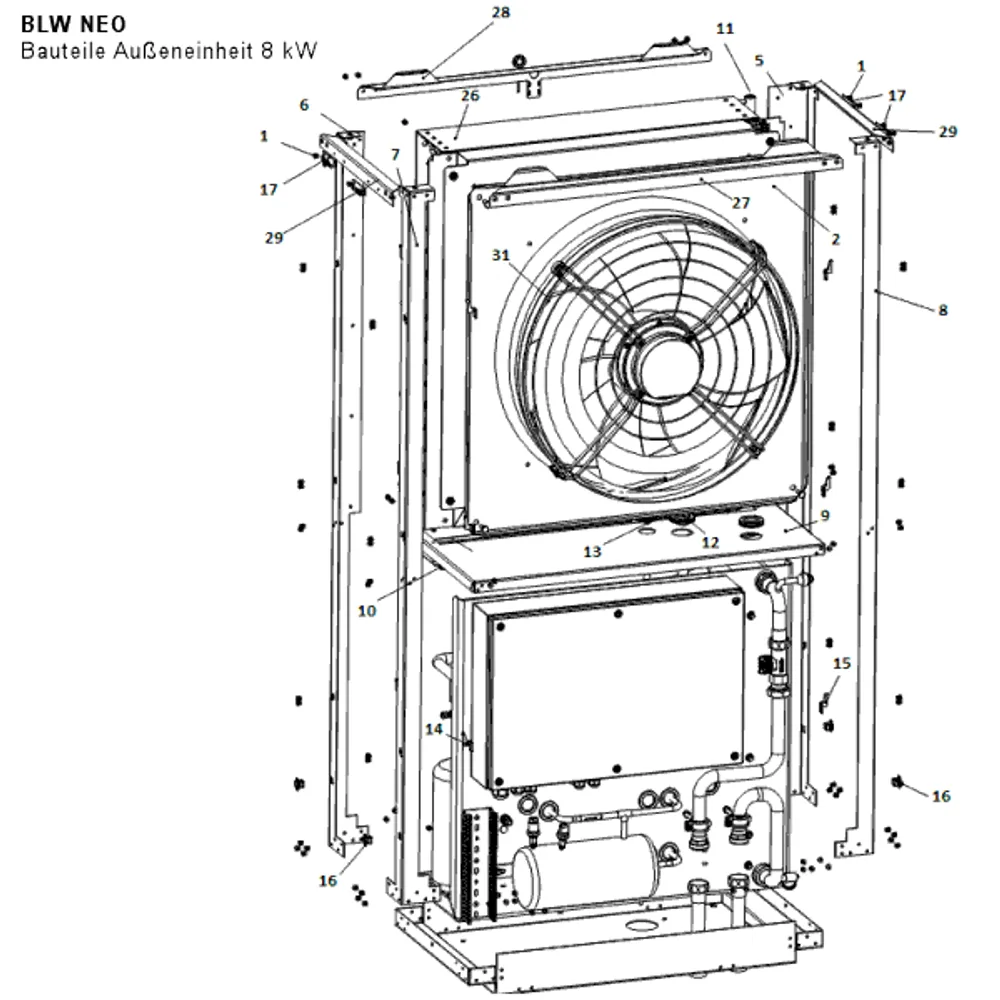 Bauteile Außeneinheit 8 kW