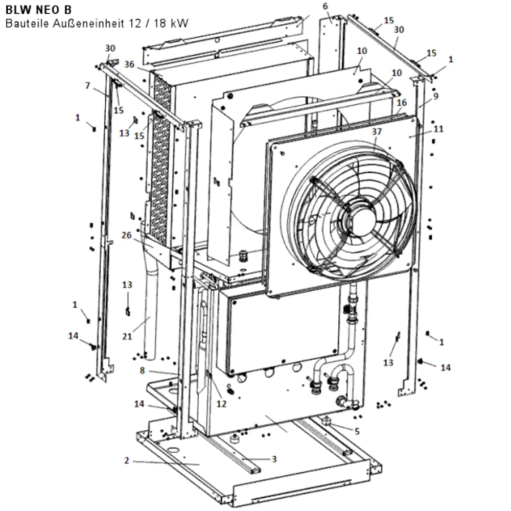 Bauteile Außeneinheit 12 / 18 kW