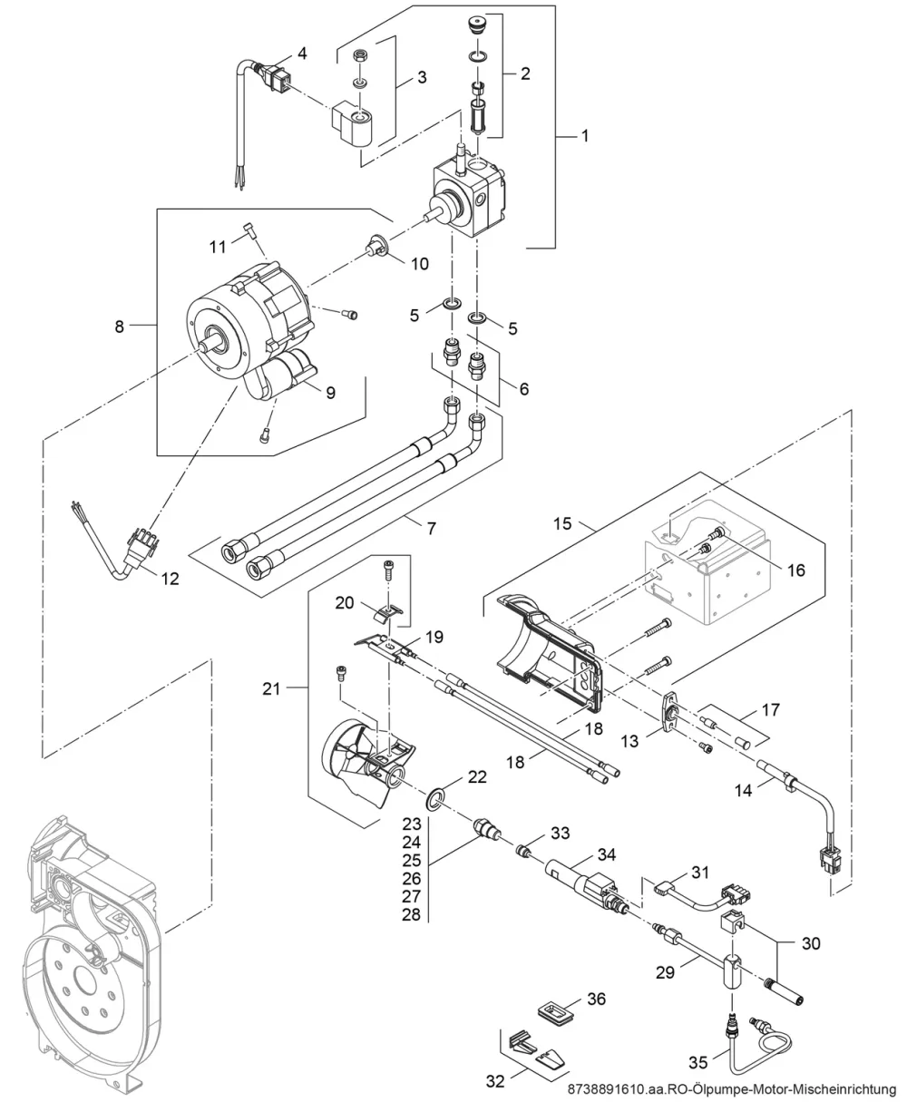 Ölpumpe-Motor-Mischeinrichtung