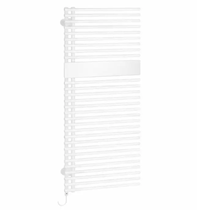Weißer Kermi Credo Half round Elektroheizkörper mit 800 Watt und Regelung, 1800x600 mm.