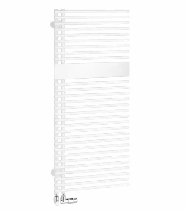 Weißer Kermi Badheizkörper Credo Half round, 995x600x46 mm, rechts, 10 bar, 454 Watt.