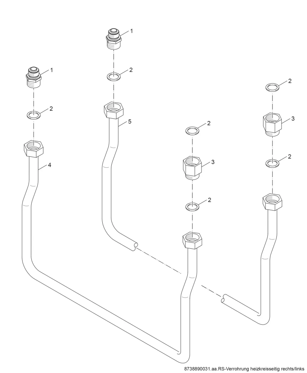 Verrohrung heizkreisseitig rechts/links