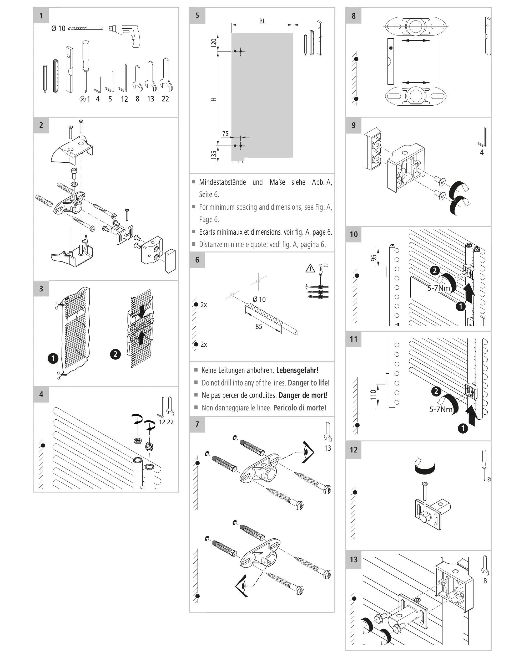 Installationsanleitung für einen Kermi Credo Half Badheizkörper.
