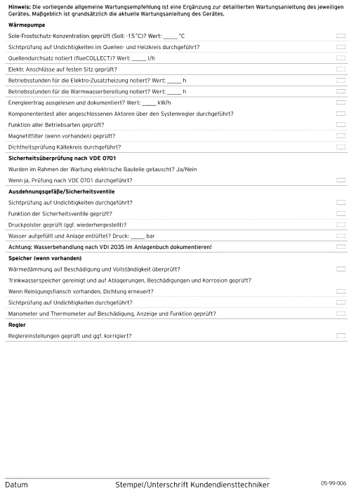 Wartungsempfehlung