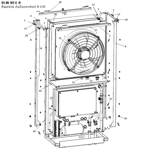 Bauteile Außeneinheit 8 kW