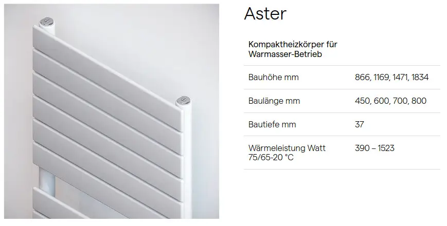Kermi Bad- und Wohnheizkörper Aster, weiß. Maße: 866x450x37 mm. Wärmeleistung 390 Watt.