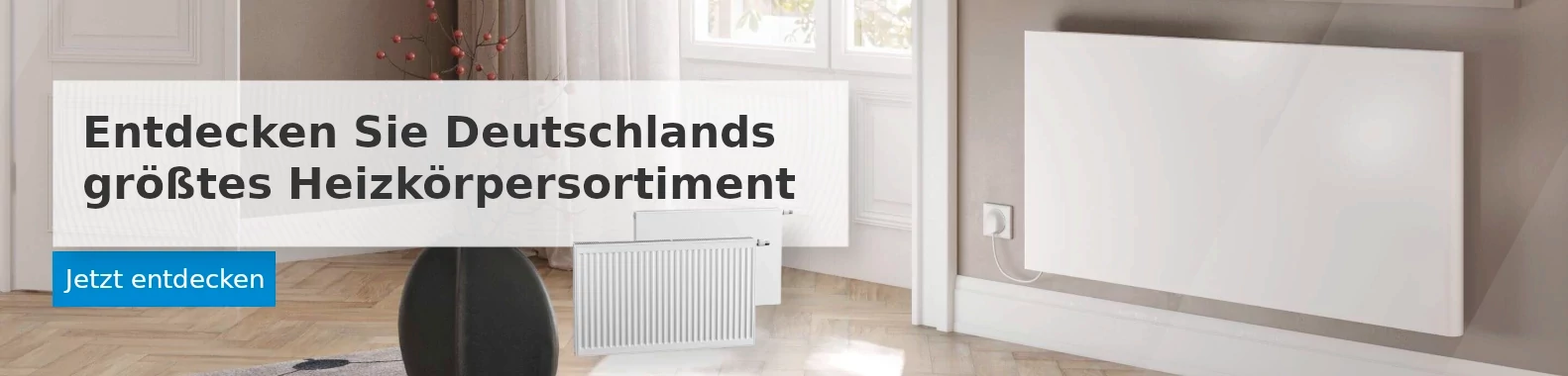 Moderne Wandgestaltung mit Heizung, umgeben von Fenstern und hellem Raum. Entdecken Sie das Sortiment auf raleo.de.
