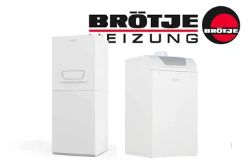 Logo der Firma Broetje, spezialisiert auf Heizungsanlagen, mit den Schriftzügen "BRÖTJE" und "HEIZUNG" sowie einem grafischen Element in Rot und Schwarz.