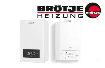 Logo der Firma Broetje, spezialisiert auf Heizungsanlagen, mit den Schriftzügen "BRÖTJE" und "HEIZUNG" sowie einem grafischen Element in Rot und Schwarz.