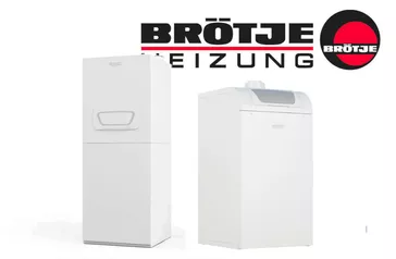 Logo der Firma Broetje, spezialisiert auf Heizungsanlagen, mit den Schriftzügen "BRÖTJE" und "HEIZUNG" sowie einem grafischen Element in Rot und Schwarz.