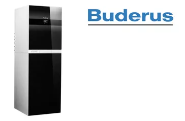 Logo von Buderus in blauer Schrift mit einem schwarzen Strich darunter.