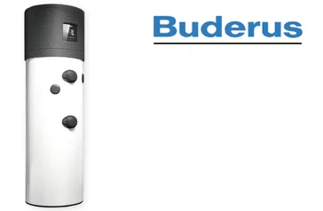 Logo von Buderus in blauer Schrift mit einem schwarzen Strich darunter.