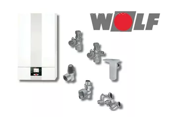 Logo der Marke WOLF, bestehend aus grauen Buchstaben auf weißem Hintergrund und einem roten Kreis innerhalb eines grauen Rechtecks.