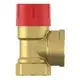 Sicherheitsventil von Flamco in Goldfarbe mit rotem Deckel, Anschluss für Rohrsystem, zum Schutz bei übermäßigem Druck.