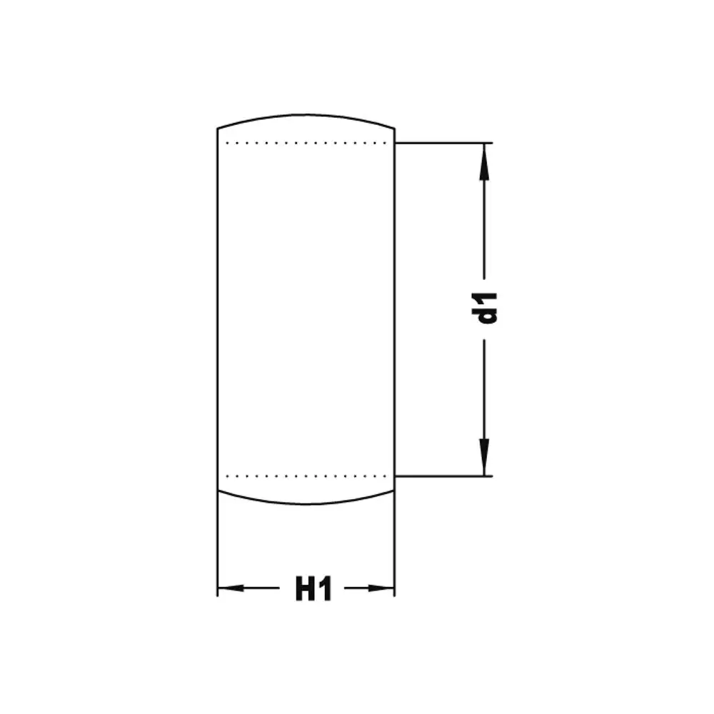 Schematische Darstellung eines Klemmrings von Flamco mit abgerundeten Kanten und Maßen, die die Höhe und den Durchmesser des Produkts zeigen.