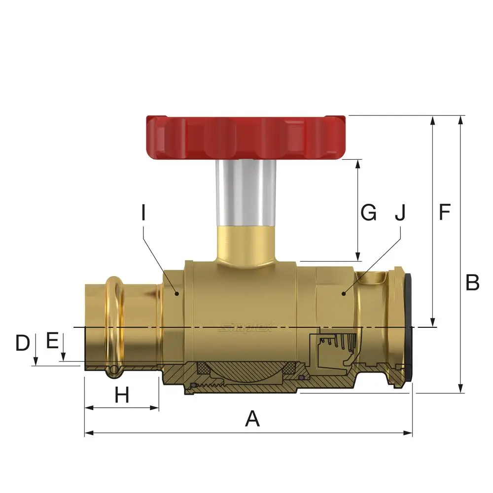 Pumpen-Kombination von Flamco mit rotem Thermometergriff und Messing-Kontur, geeignet für Druckanwendungen in der Heizungs- und Sanitärtechnik.
