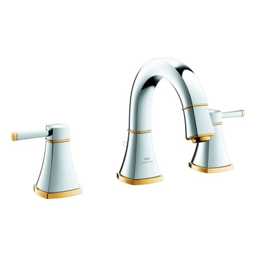 GROHE-3-Loch-WT-Batterie-Grandera-20624-flacher-Auslauf-chrom-gold-20624IG0