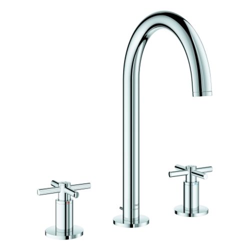 GROHE-3-Loch-WT-Batterie-Atrio-20643-Rohrauslauf-Kreuz-Griff-chrom-20643000