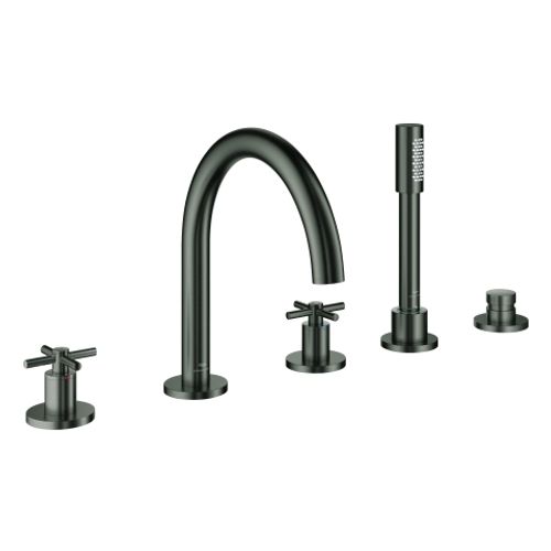 GROHE-5-L-Wannen-Kombin-Atrio-29408-FMS-Kreuz-Griff-hard-graphite-gebuerstet-29408AL0