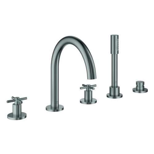 GROHE-5-Loch-Wannen-Kombination-Atrio-29408-FMS-Kreuz-Griff-supersteel-29408DC0