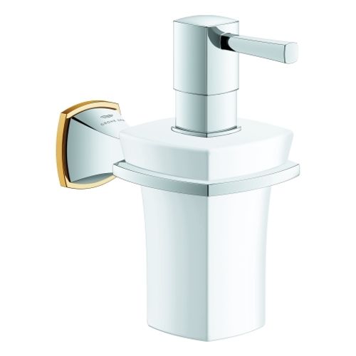 GROHE-Halter-Grandera-40910-mit-Keramik-Seifenspender-chrom-gold-40910IG0