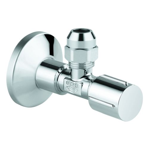 GROHE-Eckventil-22037-1-2x3-8-Rosette-Metallgriff-Quetschverschr-10mm-chrom-22037000