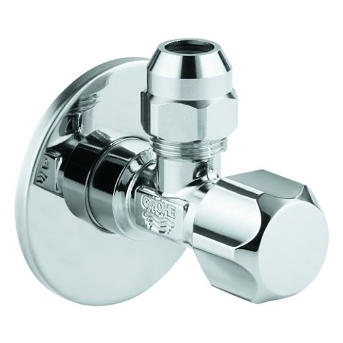 GROHE-Eckventil-22018-1-2x3-8-mit-Quetschverschraubung-10mm-Rosette-chrom-22018000