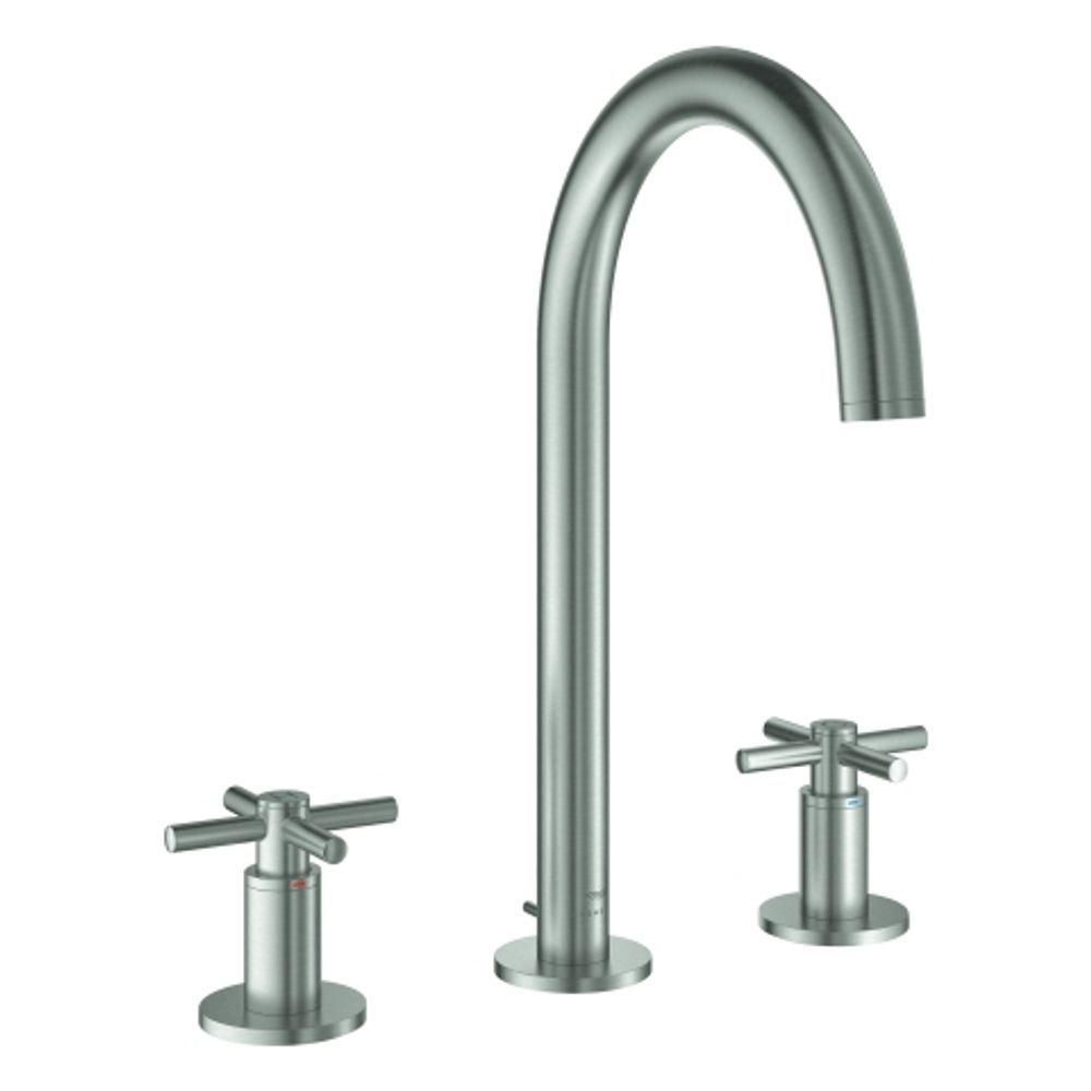 https://raleo.de:443/files/img/11eee88a2bd13b0cbe4bb42e99482176/size_l/GROHE-3-Loch-WT-Batterie-Atrio-20643-Rohrauslauf-Kreuz-Griff-supersteel-20643DC0