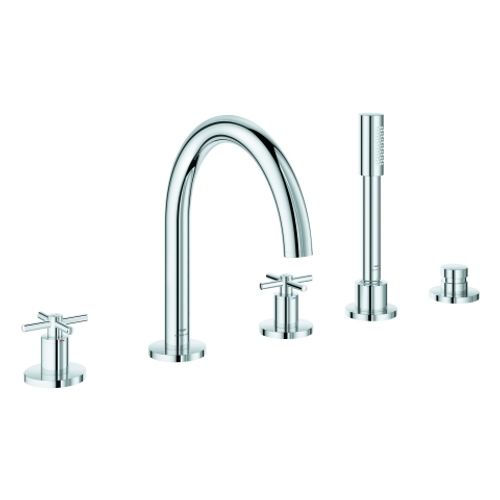 GROHE-5-Loch-Wannen-Kombination-Atrio-29408-FMS-Kreuz-Griff-chrom-29408000