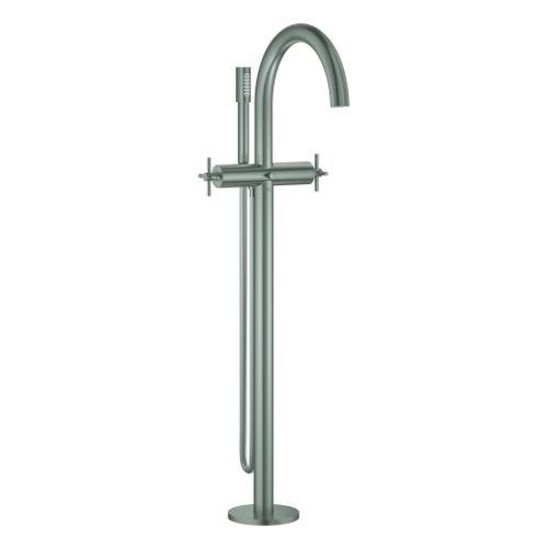 GROHE-2-Griff-Wannenbatt-Atrio-25272-FMS-Bodenmontage-Kreuz-Griff-supersteel-25272DC0