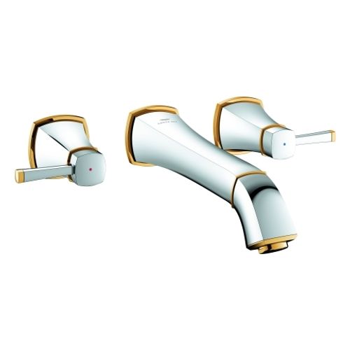 GROHE-3-Loch-WT-Batterie-Grandera-20623-Wandmontage-FMS-Ausl-234mm-chrom-gold-20623IG0