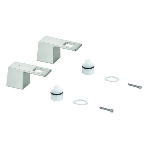 GROHE-Griffpaar-48321-fuer-Eurocube3-L-WT-Batt-Mark-blau-rot-supersteel-48321DC0