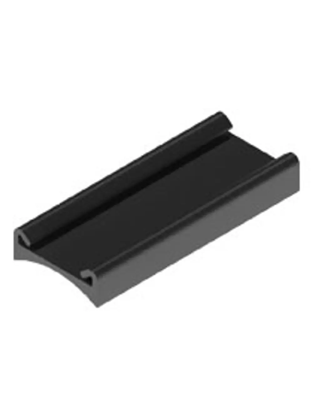Schwarzer EPDM-Adapter von Esdec für Wellstahldächer mit querer Modulausrichtung, ausgestattet mit zwei seitlichen Vertiefungen zur einfachen Montage.