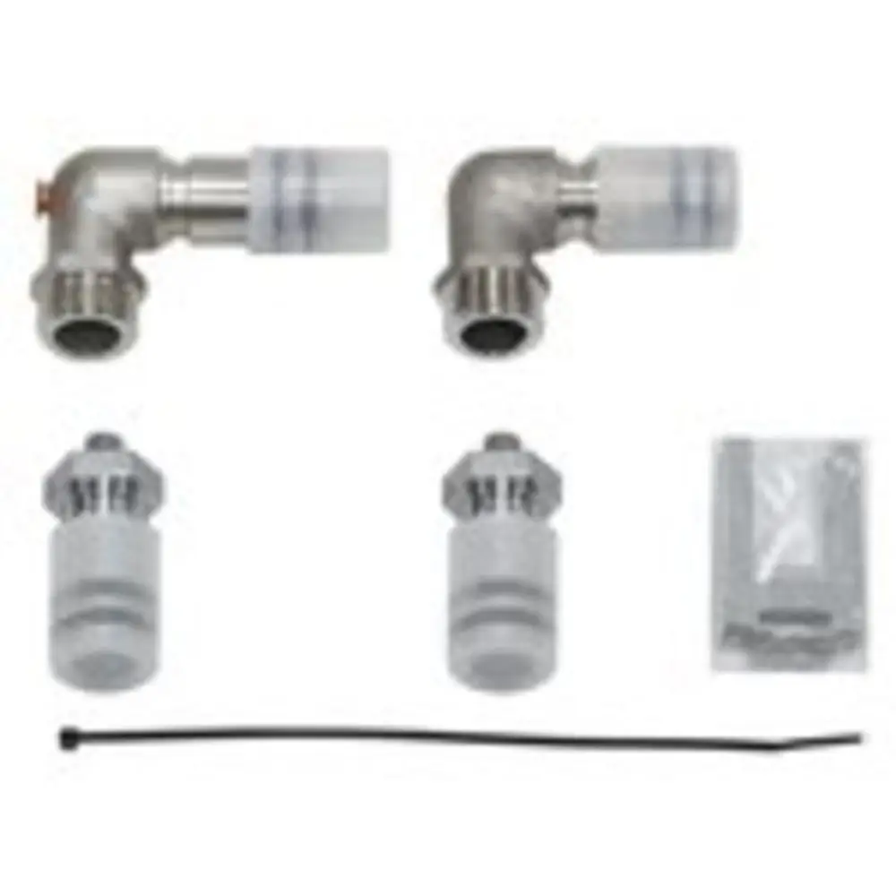 Vaillant Hydraulikanschlussset mit zwei Verbindungselementen, zwei Filtern und einer Zippbindung auf einem neutralen Hintergrund.