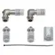 Vaillant Hydraulikanschlussset mit zwei Verbindungselementen, zwei Filtern und einer Zippbindung auf einem neutralen Hintergrund.