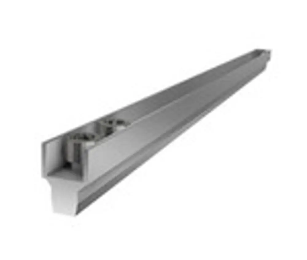 Gerader, silberner Flex-Verbinder aus Metall, passend für Regalsysteme von SL Rack. Die Bauform zeigt eine glatte Oberfläche und eine durchgängige Längsstruktur.
