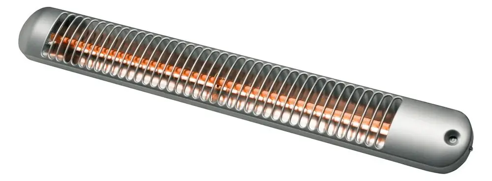 Dimplex-Wickeltischstrahler in schmalem Design mit einer Heizspirale, montierbar an Wand oder Decke, zur gezielten Erwärmung in einem bestimmten Bereich.