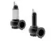 Zwei Tauchmotorpumpen von Grundfos, eine in hellgrau und eine in schwarz, jeweils mit robustem Gehäuse und Flansch zur Befestigung.