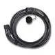 Schwarzes Kabel mit Typ 2 Steckern an beiden Enden, aufgerollt, mit einer Abdeckung für einen Steckanschluss, von der Marke Fronius.