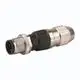 M-12 Stecker für RS485 von SMA mit metallischen und schwarzen Kunststoffteilen, geeignet für industrielle Anwendungen zur Datenübertragung.