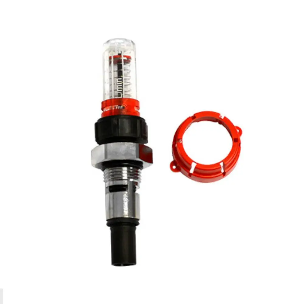 Ersatz Taco Topmeter 3/8'' für Edelstahlverteiler, MC10000165. Anzeigeelement mit Skala, roter Ring, silbernes und schwarzes Gehäuse.