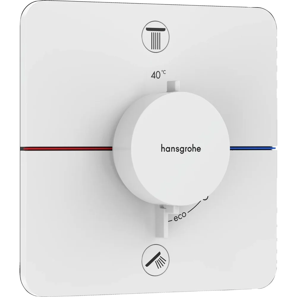 hansgrohe ShowerSelect Comfort Q Thermostat Unterputz für 2 Verbraucher mit integrierter Sicherungskombination nach EN1717 Mattweiß