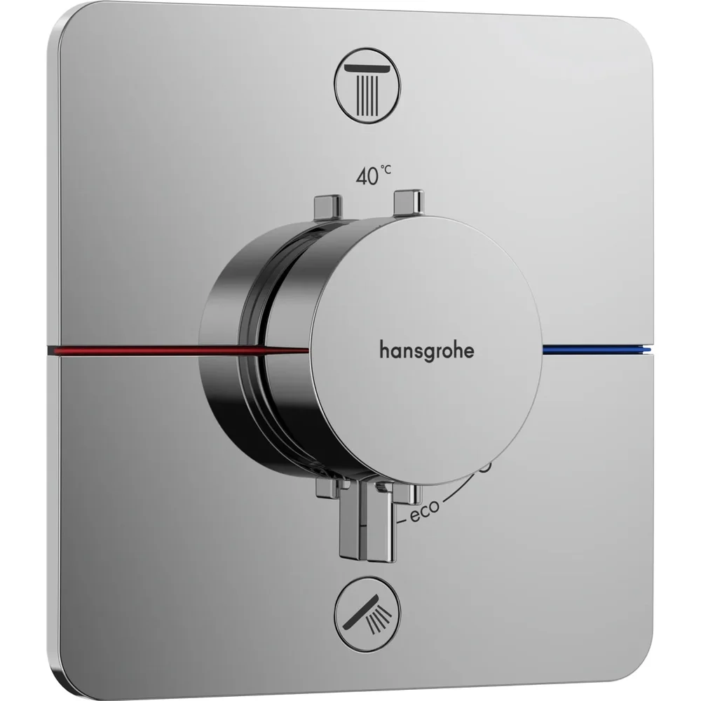 hansgrohe ShowerSelect Comfort Q Thermostat Unterputz für 2 Verbraucher mit integrierter Sicherungskombination nach EN1717 Chrom