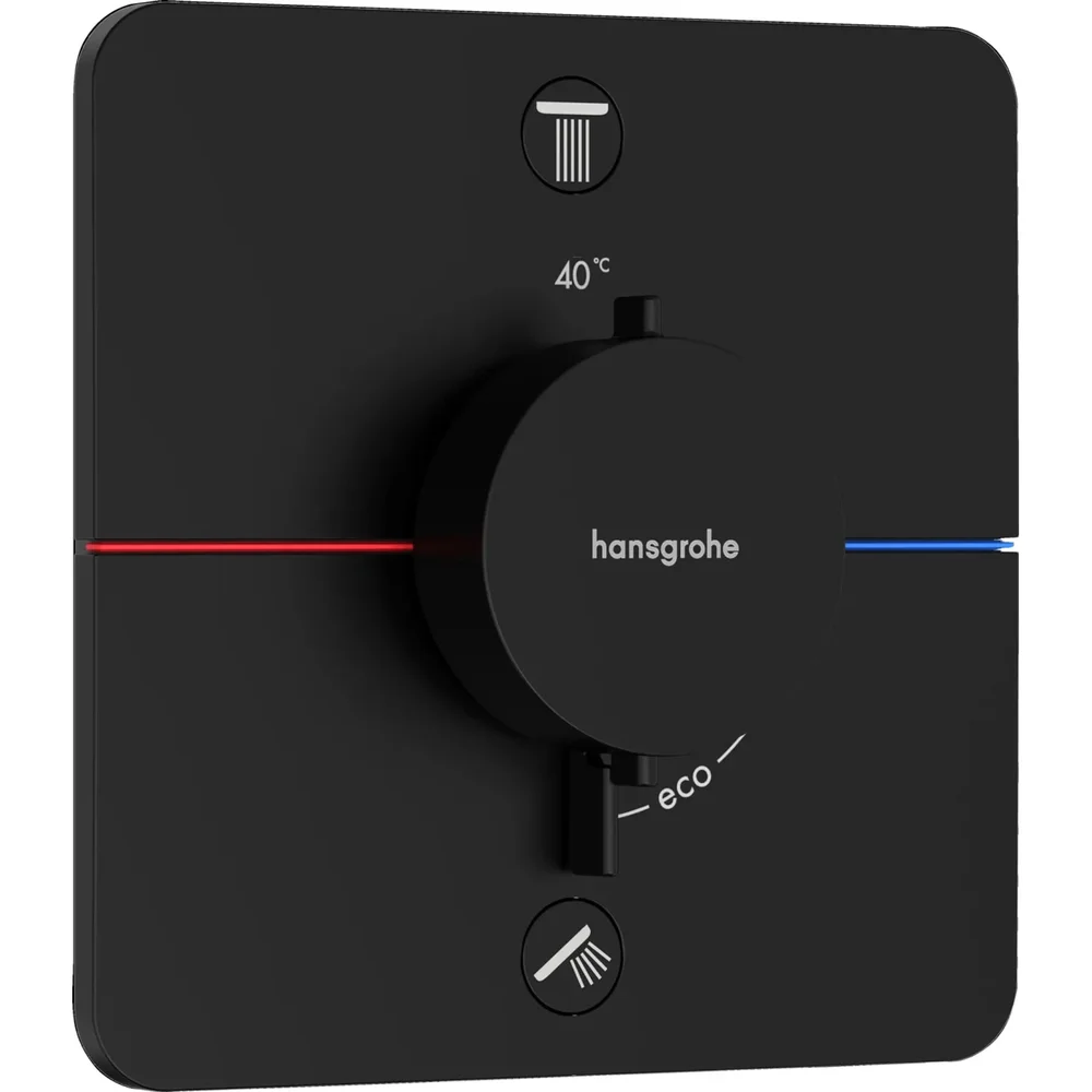 hansgrohe ShowerSelect Comfort Q Thermostat Unterputz für 2 Verbraucher mit integrierter Sicherungskombination nach EN1717 Mattschwarz
