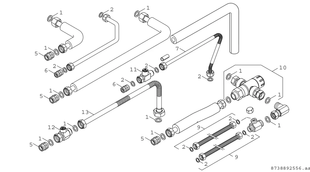 Anschluss-Set horizontal