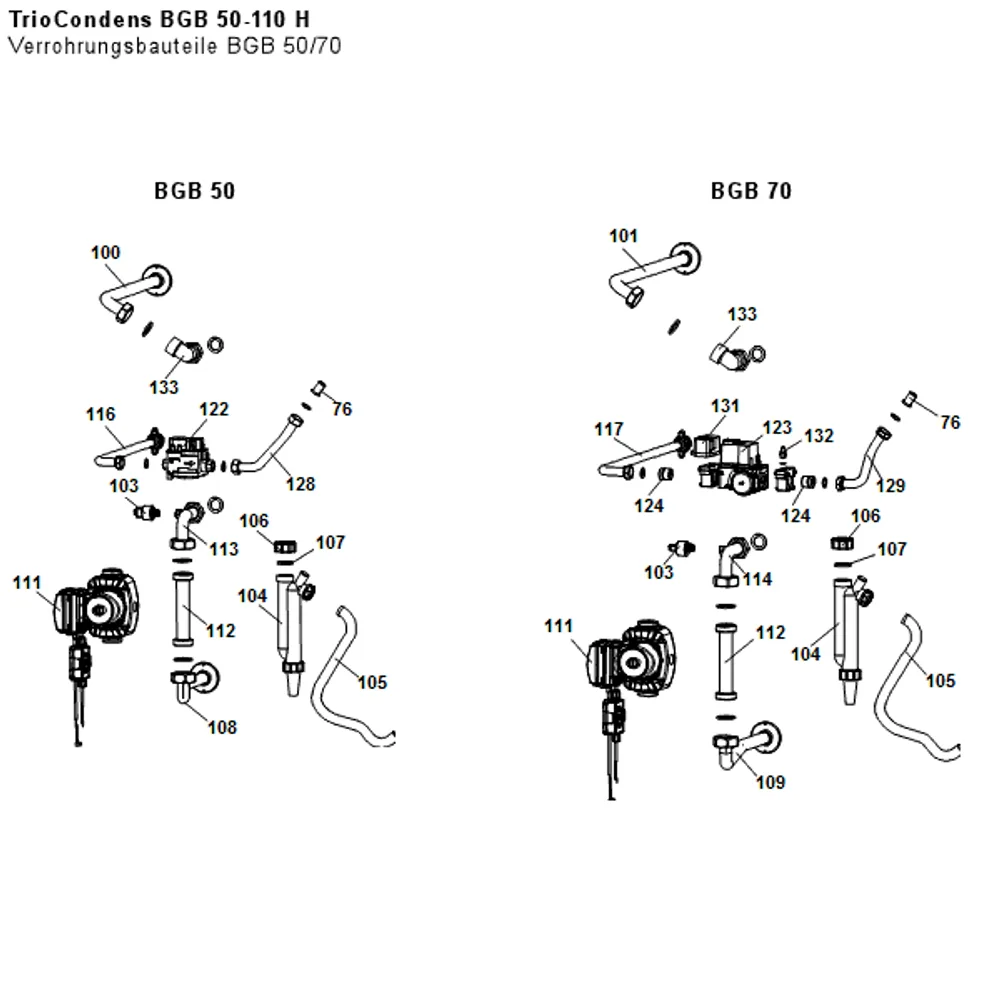 Verrohrungsbauteile BGB 50/70
