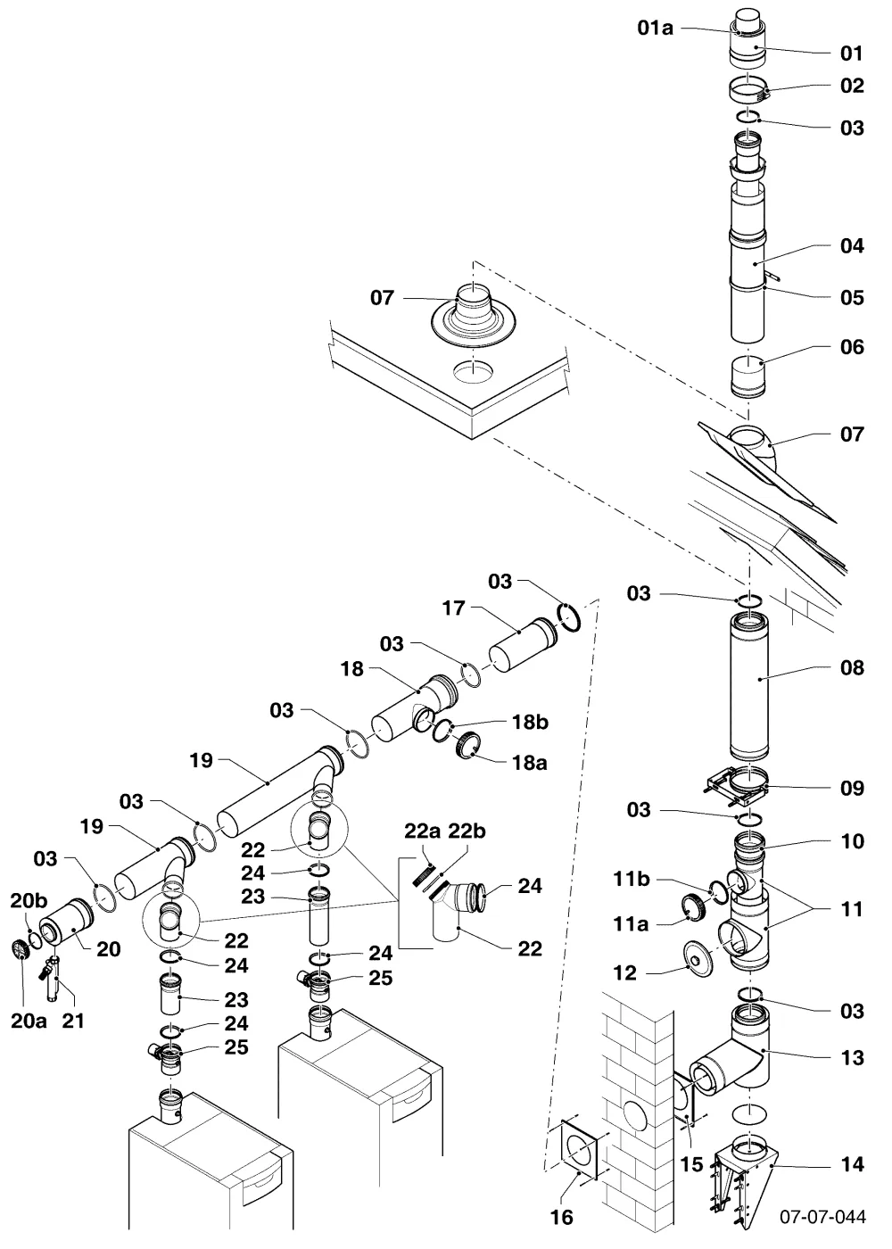 Grundset Kaskade 0020151156 an Fassadenleitung 0020106434 DN 250/350